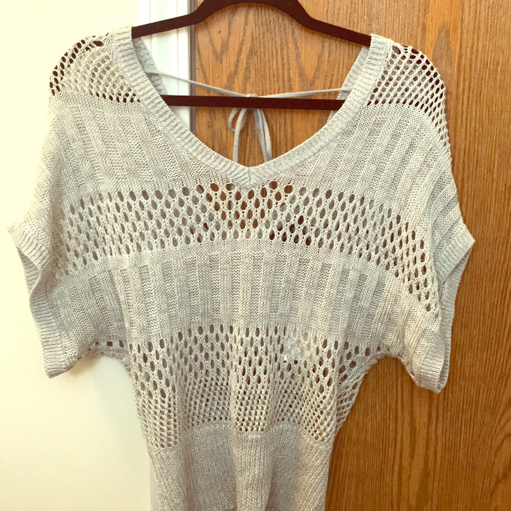 Heather gray flutter sleeve sweater